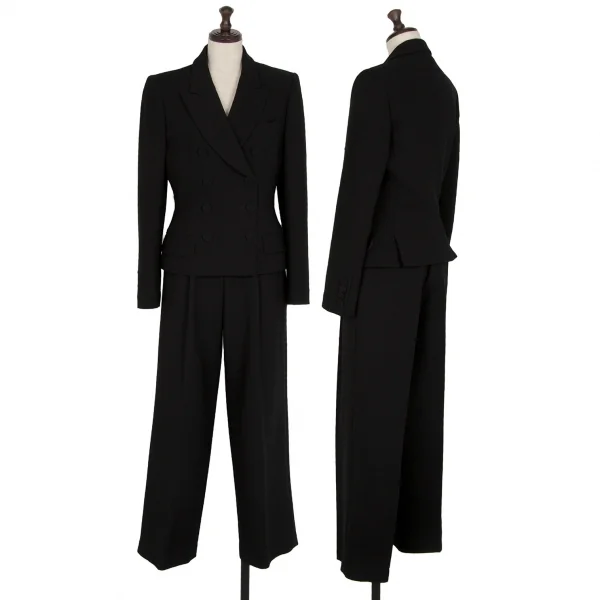 ジャンポールゴルチエ クラシックJean Paul GAULTIER CLASSIQUE 裏レタリングプリントダブルブレストセットアップスーツ 黒40 K-112595_001