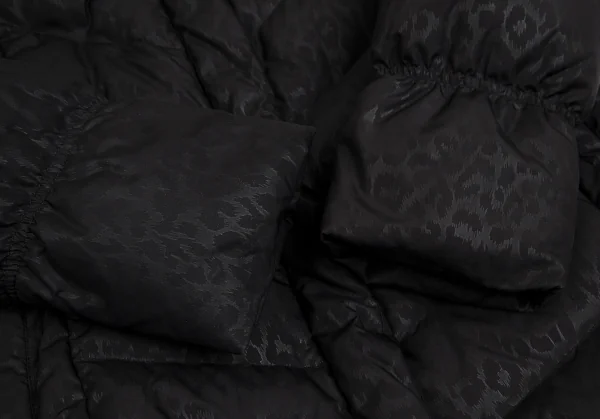 バルマンBALMAIN ブルーフォックスファー着脱レオパードプリントフードダウンコート 黒M K-112599_011