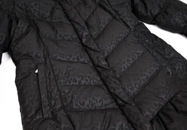 バルマンBALMAIN ブルーフォックスファー着脱レオパードプリントフードダウンコート 黒M K-112599_013