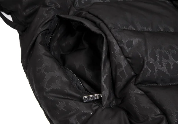 バルマンBALMAIN ブルーフォックスファー着脱レオパードプリントフードダウンコート 黒M K-112599_015