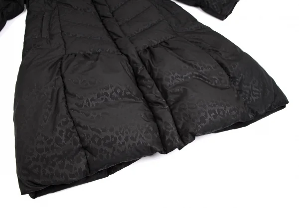 バルマンBALMAIN ブルーフォックスファー着脱レオパードプリントフードダウンコート 黒M K-112599_016