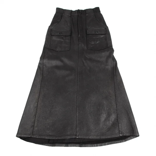 ヒステリックグラマーHYSTERIC GLAMOUR ディアスキンロゴエンボスロングスカート 黒F K-112601_002