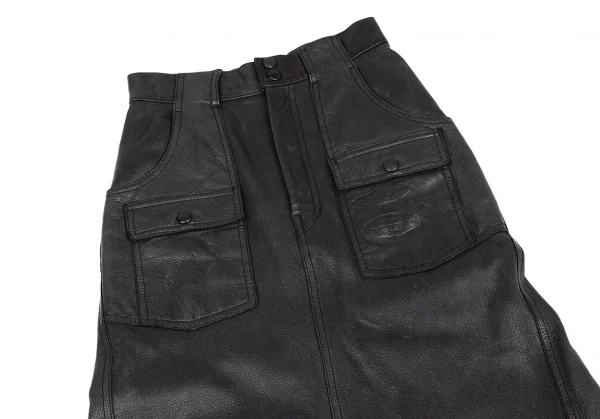 ヒステリックグラマーHYSTERIC GLAMOUR ディアスキンロゴエンボスロングスカート 黒F K-112601_003