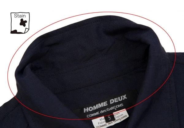 コムデギャルソン オムドゥCOMME des GARCONS HOMME DEUX ウールシルクベーシックシャツ 紺S K-112612_004