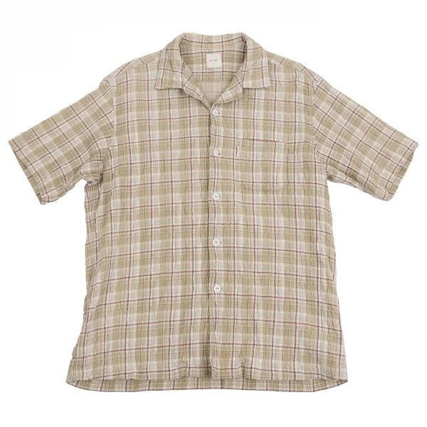 カールヘルムKarl Helmut シワステッチデザインチェック開襟半袖シャツ ベージュM K-112621_001