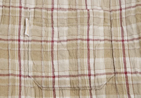 カールヘルムKarl Helmut シワステッチデザインチェック開襟半袖シャツ ベージュM K-112621_010