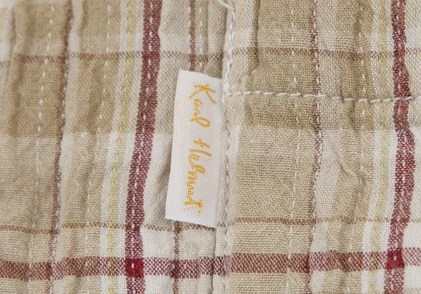 カールヘルムKarl Helmut シワステッチデザインチェック開襟半袖シャツ ベージュM K-112621_011