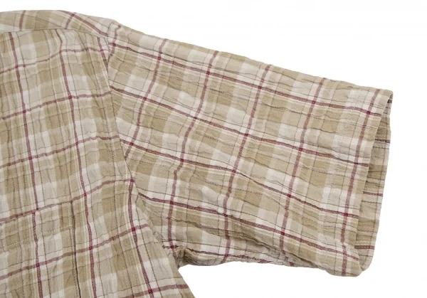 カールヘルムKarl Helmut シワステッチデザインチェック開襟半袖シャツ ベージュM K-112621_012