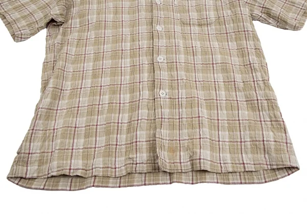 カールヘルムKarl Helmut シワステッチデザインチェック開襟半袖シャツ ベージュM K-112621_013