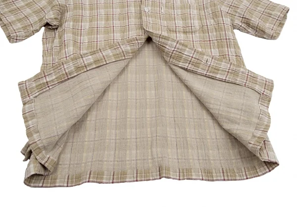 カールヘルムKarl Helmut シワステッチデザインチェック開襟半袖シャツ ベージュM K-112621_014