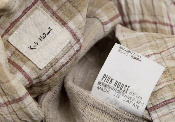 カールヘルムKarl Helmut シワステッチデザインチェック開襟半袖シャツ ベージュM K-112621_016