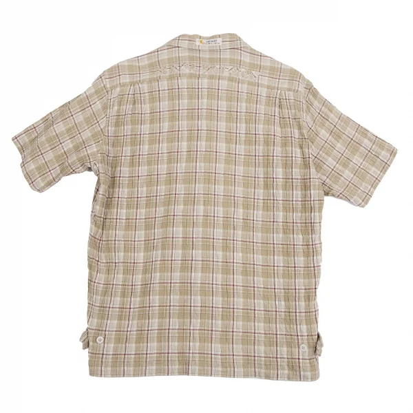 カールヘルムKarl Helmut シワステッチデザインチェック開襟半袖シャツ ベージュM K-112621_002