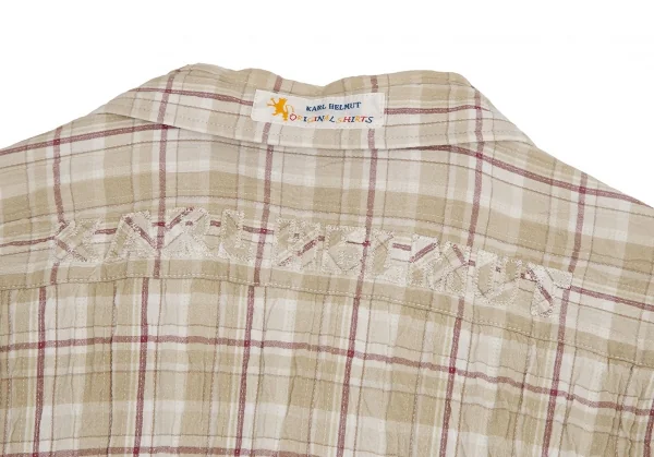 カールヘルムKarl Helmut シワステッチデザインチェック開襟半袖シャツ ベージュM K-112621_003