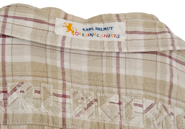 カールヘルムKarl Helmut シワステッチデザインチェック開襟半袖シャツ ベージュM K-112621_004