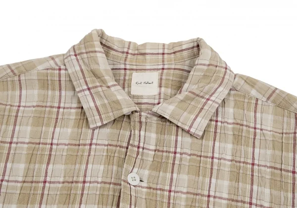 カールヘルムKarl Helmut シワステッチデザインチェック開襟半袖シャツ ベージュM K-112621_007