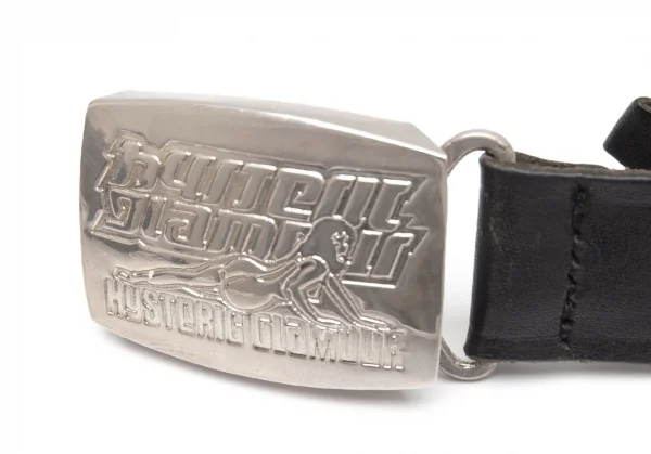 ヒステリックグラマーHYSTERIC GLAMOUR ガールロゴバックルレザーガチャベルト 黒 K-112624_007