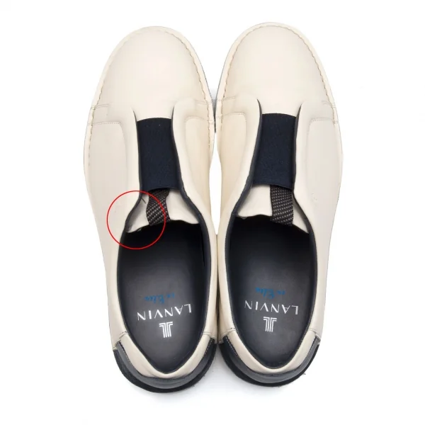 ランバンオンブルーLANVIN en Bleu スリッポンレザーシューズ クリーム25.5 K-112628_013