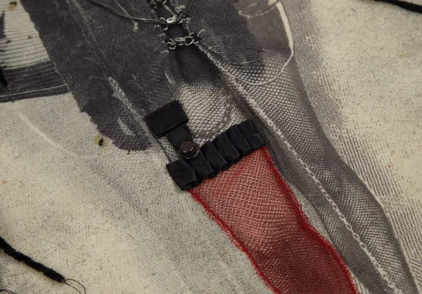 ジャンポールゴルチエ ファムJean Paul GAULTIER FEMME パンクプリント装飾パワーネットカットソー ベージュ40 K-112634_012