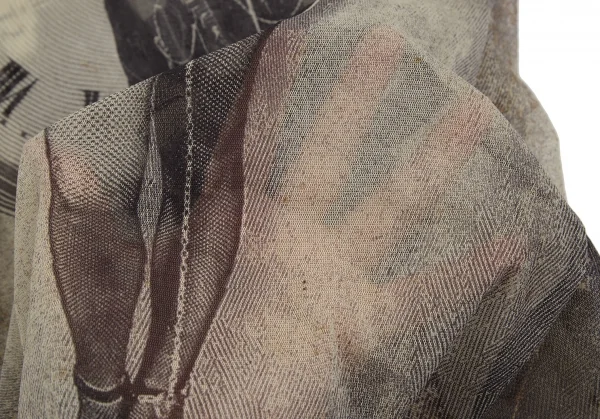 ジャンポールゴルチエ ファムJean Paul GAULTIER FEMME パンクプリント装飾パワーネットカットソー ベージュ40 K-112634_017