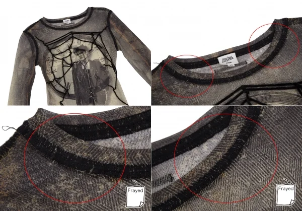 ジャンポールゴルチエ ファムJean Paul GAULTIER FEMME パンクプリント装飾パワーネットカットソー ベージュ40 K-112634_003