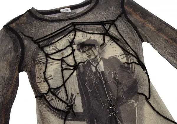 ジャンポールゴルチエ ファムJean Paul GAULTIER FEMME パンクプリント装飾パワーネットカットソー ベージュ40 K-112634_004