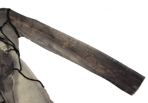 ジャンポールゴルチエ ファムJean Paul GAULTIER FEMME パンクプリント装飾パワーネットカットソー ベージュ40 K-112634_008