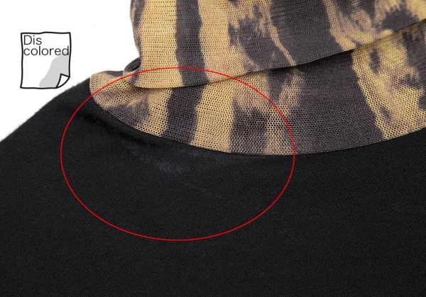 ジャンポールゴルチエ ファムJean Paul GAULTIER FEMME レオパード異素材切替タートルネックカットソー 黒40 K-112641_004