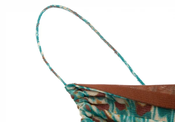 ジャンポールゴルチエ ファムJean Paul GAULTIER FEMME グラフィックプリントレイヤードパワーネットキャミソール 茶緑40 K-112645_005