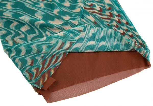 ジャンポールゴルチエ ファムJean Paul GAULTIER FEMME グラフィックプリントレイヤードパワーネットキャミソール 茶緑40 K-112645_007