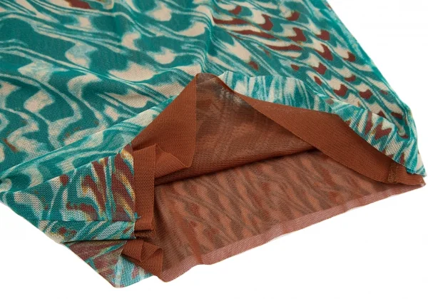 ジャンポールゴルチエ ファムJean Paul GAULTIER FEMME グラフィックプリントレイヤードパワーネットキャミソール 茶緑40 K-112645_008