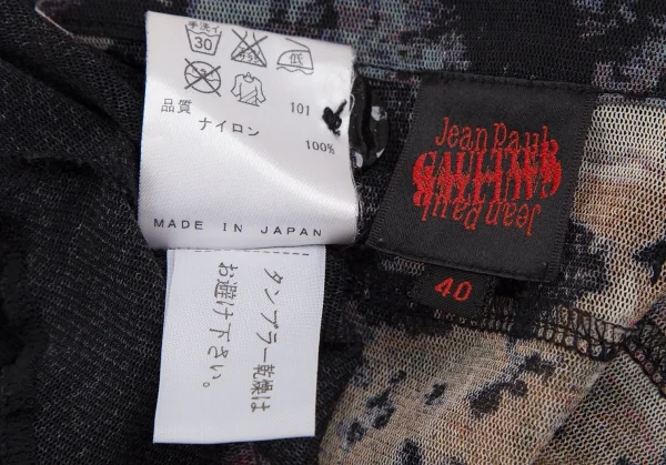 ジャンポールゴルチエJean Paul GAULTIER タトゥーガールプリントパワーネットジャケット 黒マルチ40 K-112649_017