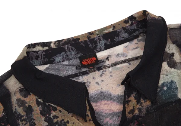 ジャンポールゴルチエJean Paul GAULTIER タトゥーガールプリントパワーネットジャケット 黒マルチ40 K-112649_005
