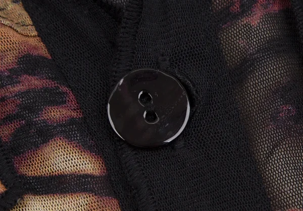 ジャンポールゴルチエJean Paul GAULTIER タトゥーガールプリントパワーネットジャケット 黒マルチ40 K-112649_006