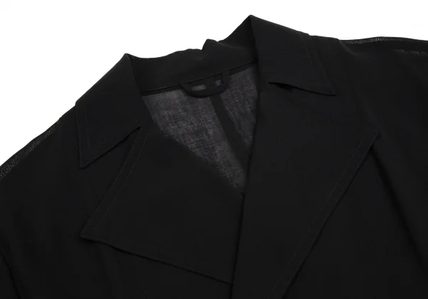 ワイズY's ウールシースルーダブルボタンコート 黒M位 K-112654_004