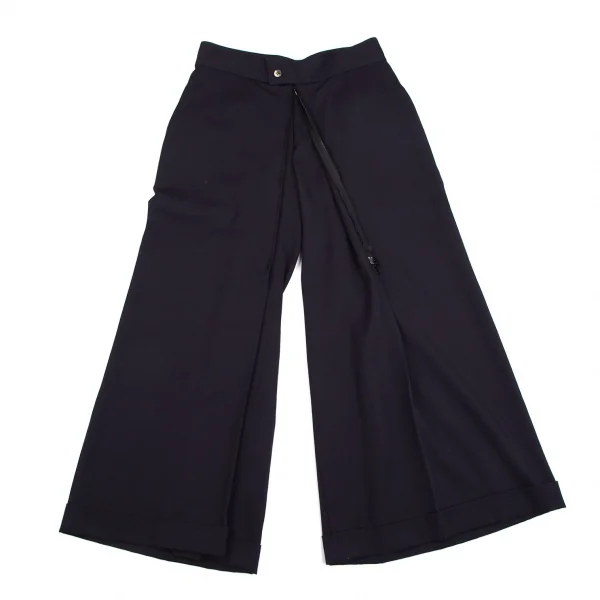 ヨウジヤマモト ファムYohji Yamamoto FEMME ウールギャバセンターダブルジップデザインパンツ 紺2 K-112656_001