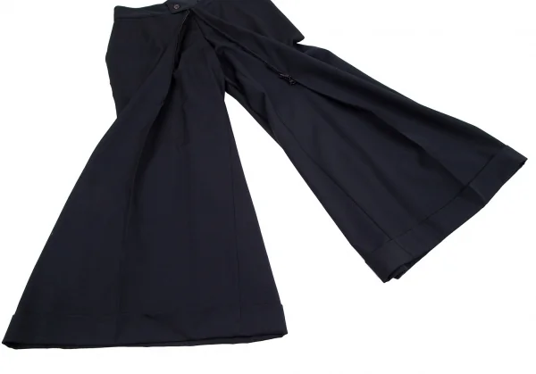 ヨウジヤマモト ファムYohji Yamamoto FEMME ウールギャバセンターダブルジップデザインパンツ 紺2 K-112656_013