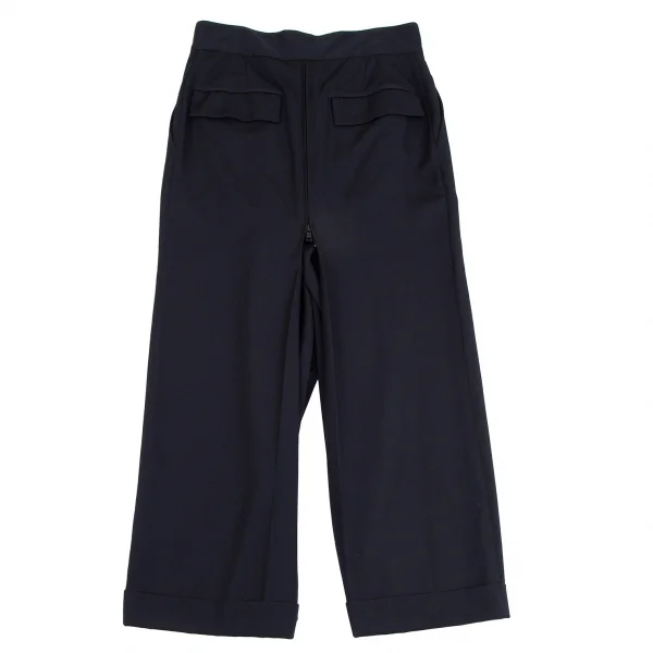 ヨウジヤマモト ファムYohji Yamamoto FEMME ウールギャバセンターダブルジップデザインパンツ 紺2 K-112656_015