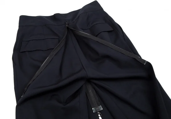 ヨウジヤマモト ファムYohji Yamamoto FEMME ウールギャバセンターダブルジップデザインパンツ 紺2 K-112656_017