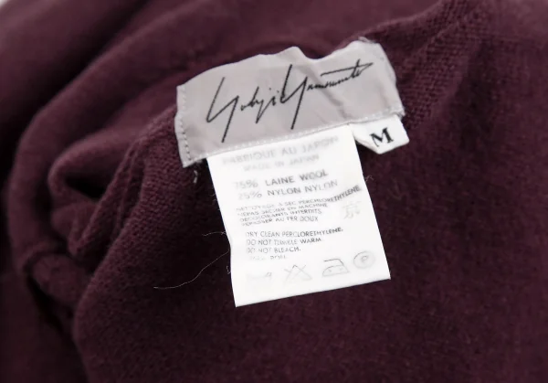 ヨウジヤマモト ファムYohji Yamamoto FEMMEウールナイロンハイネックノースリーブニットワンピース ボルドーM K-112659_011