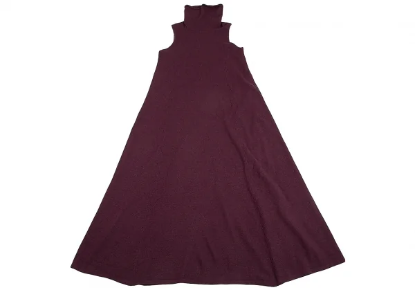 ヨウジヤマモト ファムYohji Yamamoto FEMMEウールナイロンハイネックノースリーブニットワンピース ボルドーM K-112659_002