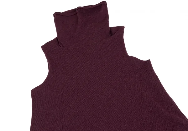 ヨウジヤマモト ファムYohji Yamamoto FEMMEウールナイロンハイネックノースリーブニットワンピース ボルドーM K-112659_003