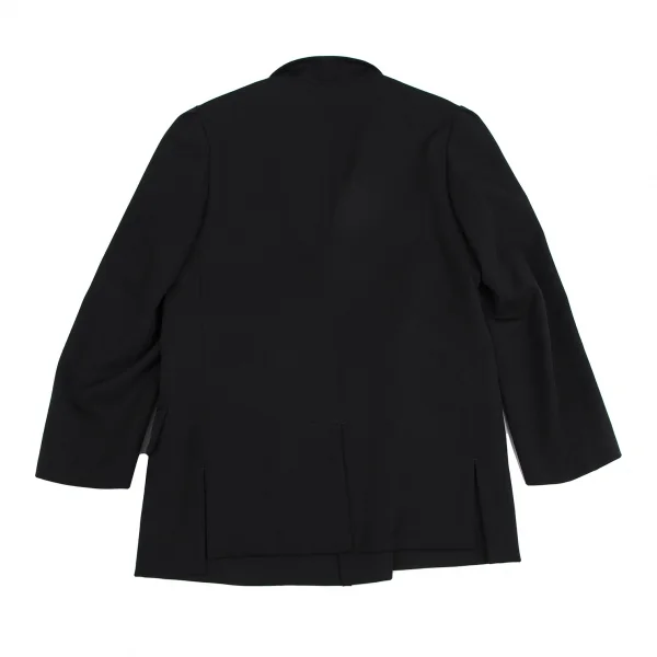 ワイズY's ウールギャバナンバリング抜染スナップボタンジャケット 黒1 K-112664_013