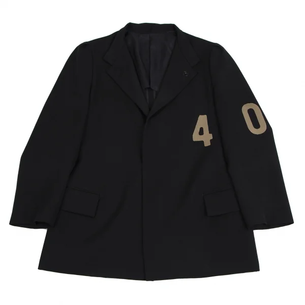 ワイズY's ウールギャバナンバリング抜染スナップボタンジャケット 黒1 K-112664_002