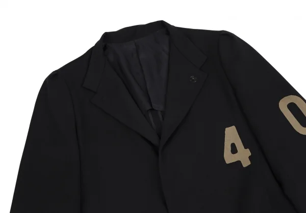 ワイズY's ウールギャバナンバリング抜染スナップボタンジャケット 黒1 K-112664_003