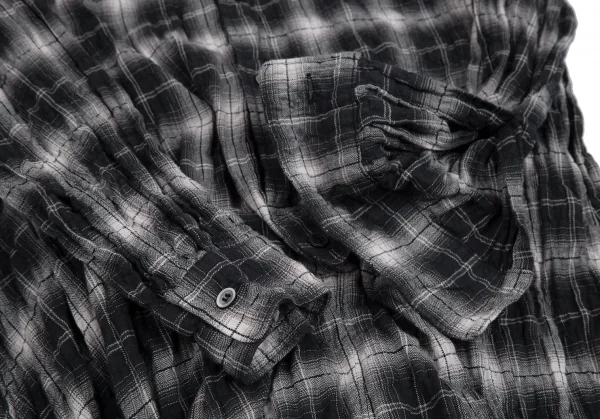 ジュンヤワタナベ コムデギャルソンJUNYA WATANABE COMME des GARCONS レイヤード変形プルオーバーチェックネルシャツワンピース 黒S K-112667_010