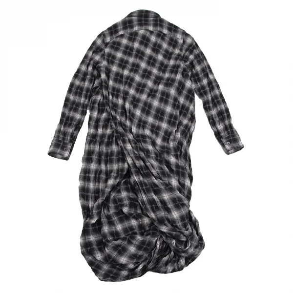 ジュンヤワタナベ コムデギャルソンJUNYA WATANABE COMME des GARCONS レイヤード変形プルオーバーチェックネルシャツワンピース 黒S K-112667_014