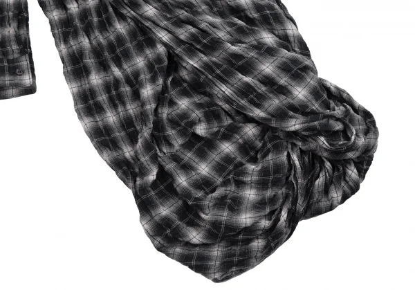 ジュンヤワタナベ コムデギャルソンJUNYA WATANABE COMME des GARCONS レイヤード変形プルオーバーチェックネルシャツワンピース 黒S K-112667_016