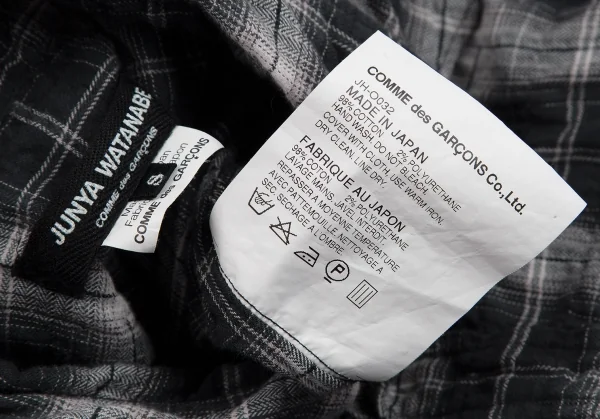 ジュンヤワタナベ コムデギャルソンJUNYA WATANABE COMME des GARCONS レイヤード変形プルオーバーチェックネルシャツワンピース 黒S K-112667_018