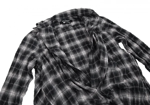 ジュンヤワタナベ コムデギャルソンJUNYA WATANABE COMME des GARCONS レイヤード変形プルオーバーチェックネルシャツワンピース 黒S K-112667_008