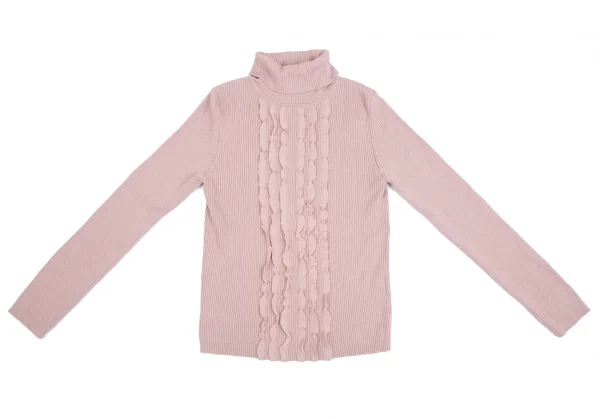 インゲボルグINGEBORG ウールレーヨンフリルペーストリブニットセーター ピンクS K-112677_002